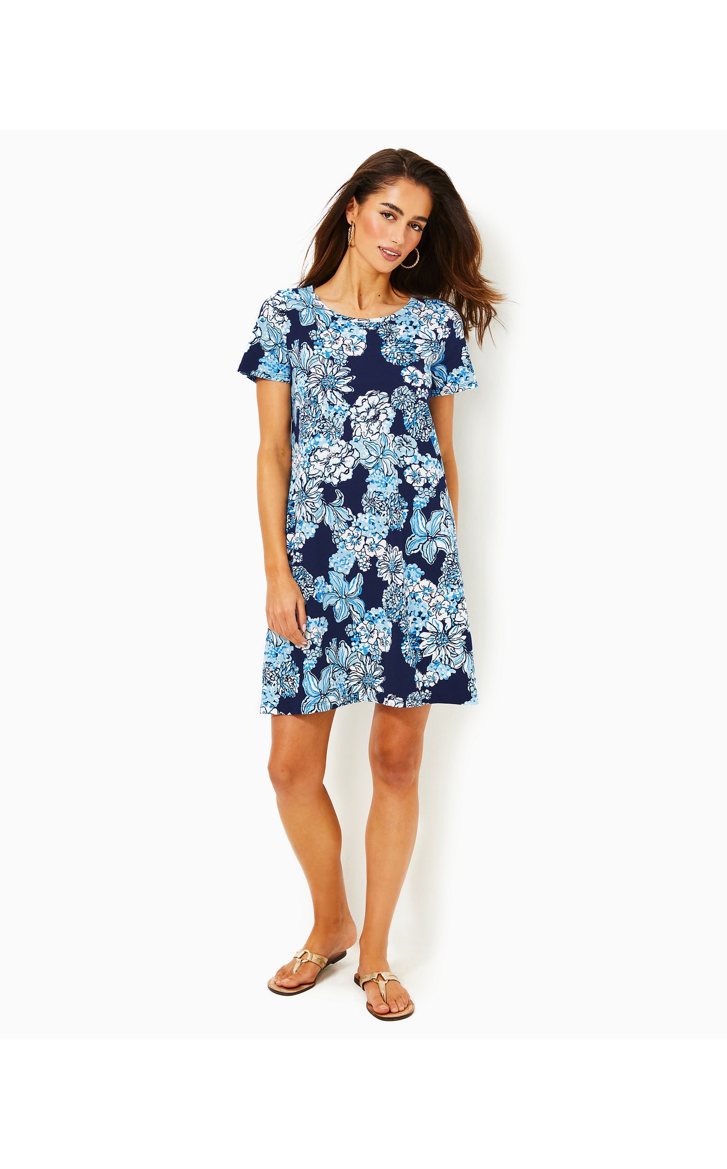 Cody Short Sleeve Dress in Low Tide Navy Bouquet All Day