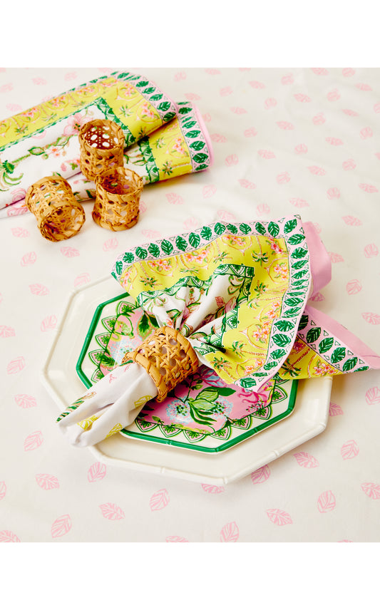 Printed Dinner Napkin Set in Finch Yellow Tropical Oasis Engineered Napkins