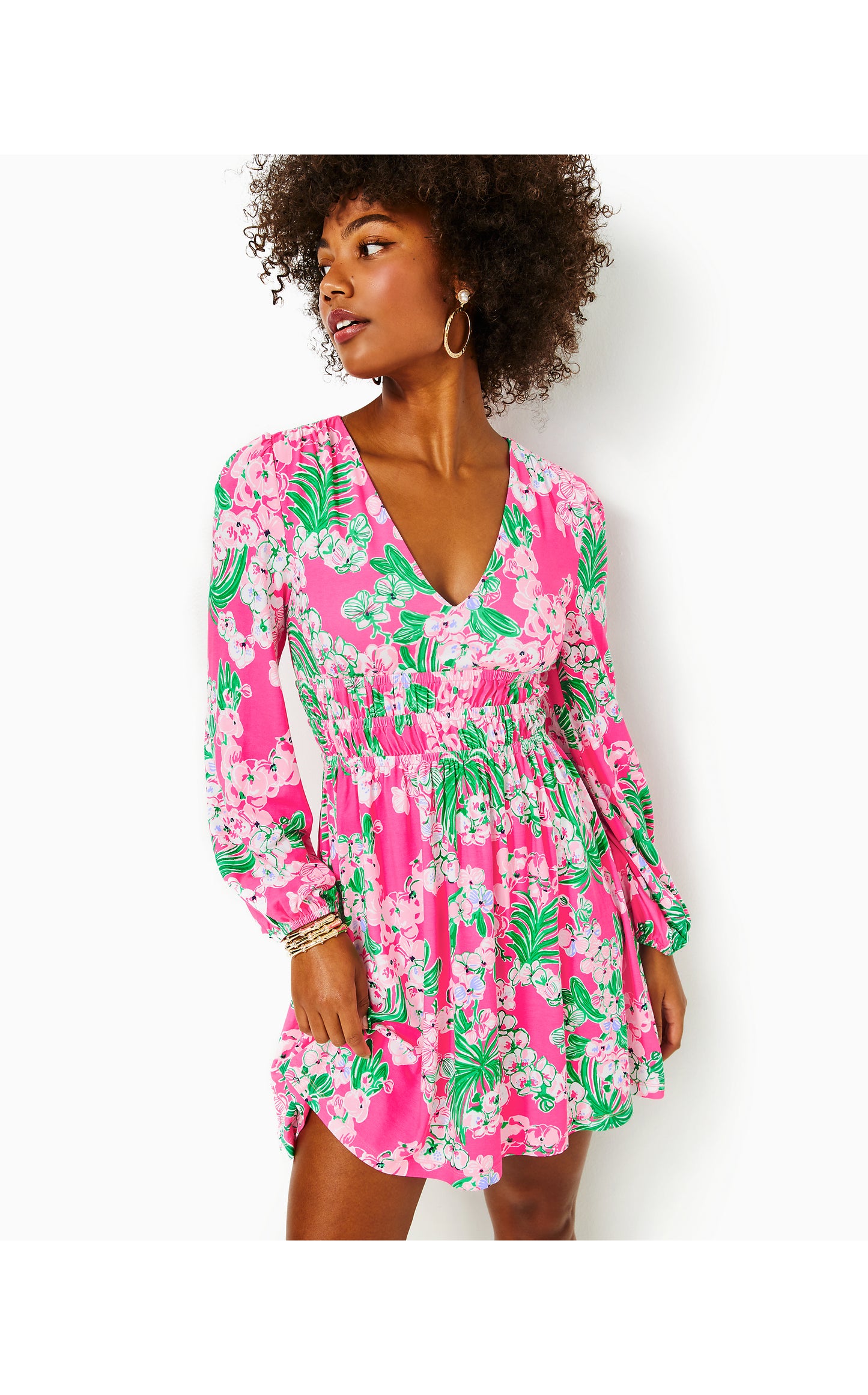 Calla Long Sleeve V-Neck Dress in Roxie Pink Worth A Look