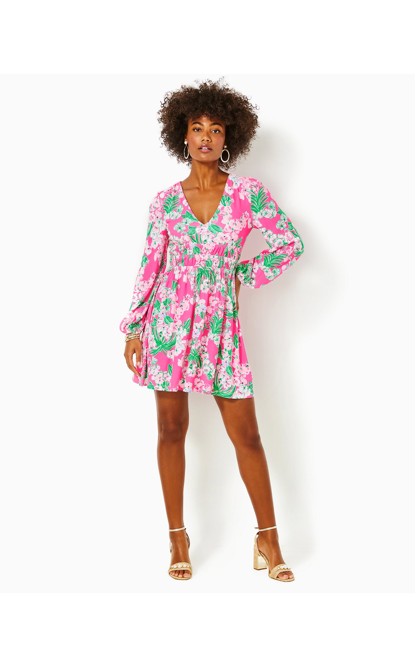 Calla Long Sleeve V-Neck Dress in Roxie Pink Worth A Look