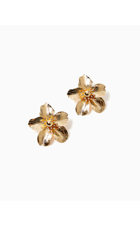 Small Orchid Earrings in Gold Metallic