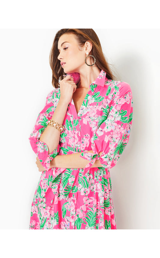 Amrita Cotton Midi Shirtdress in Roxie Pink Worth A Look