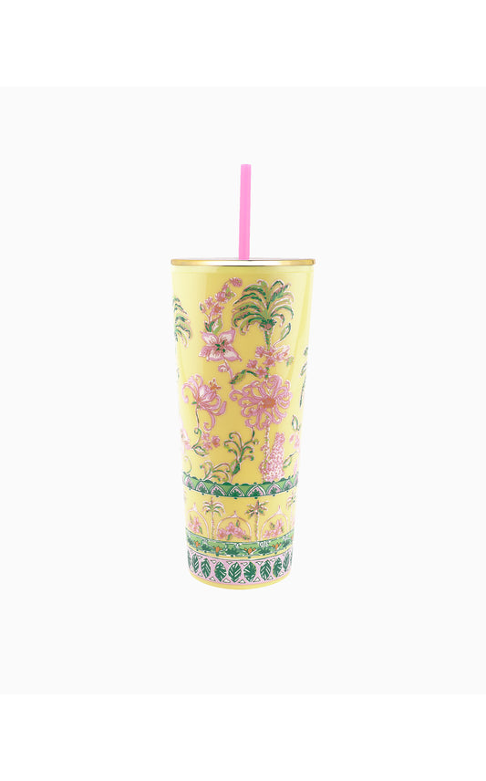 Tumbler with Straw in Finch Yellow Tropical Oasis Engineered
