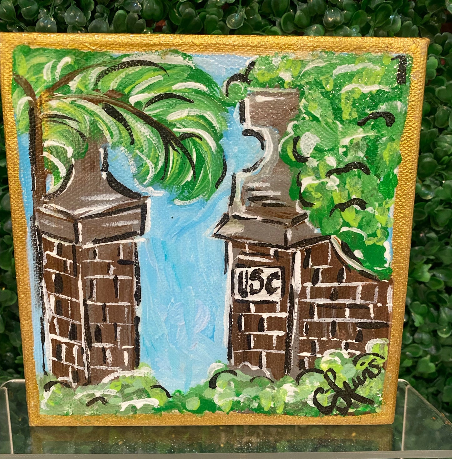 Hand Painted College Canvas - USC Horseshoe Bricks