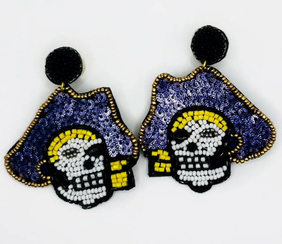 Gameday Beaded and Sequin  ECU Pirates Earrings